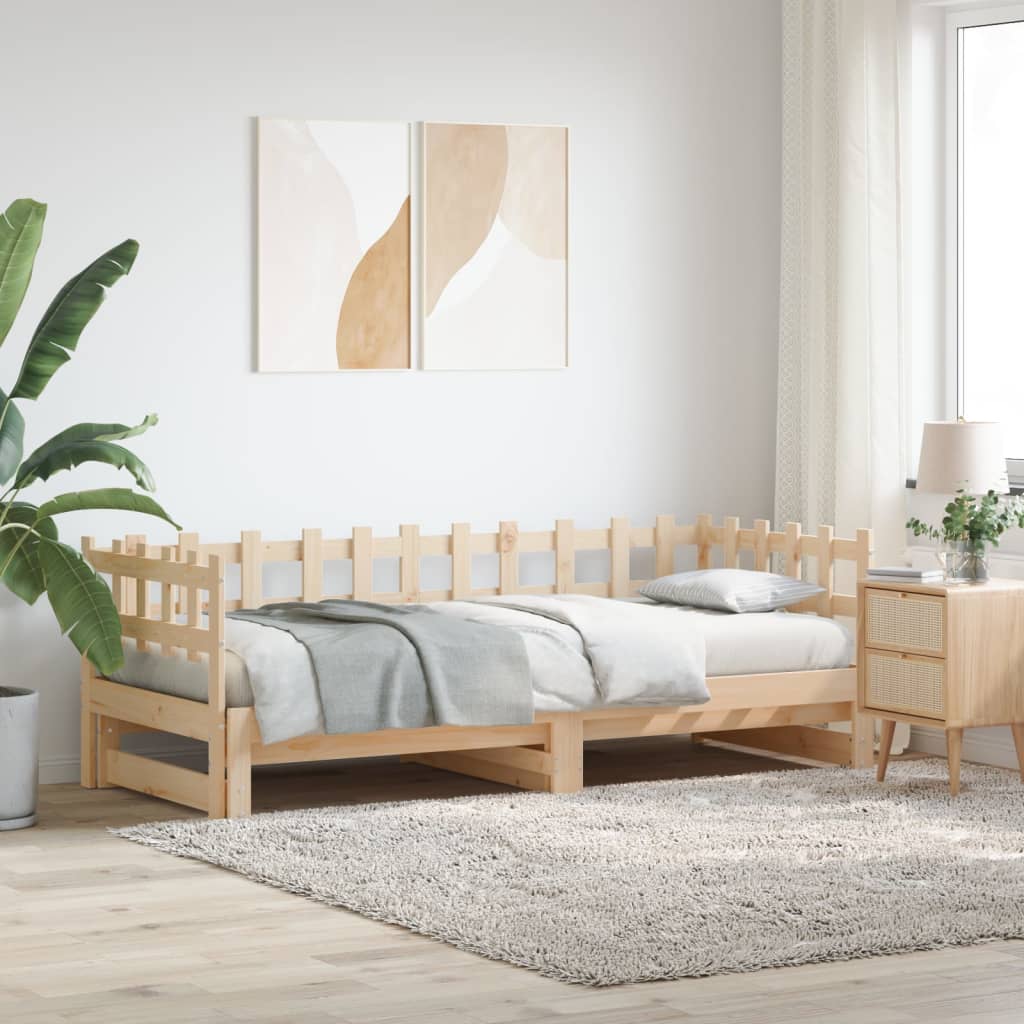 Vidaxl Sofá Cama Extraíble Madera Maciza De Pino 2X(80X200) Cm , Leroy Merlin