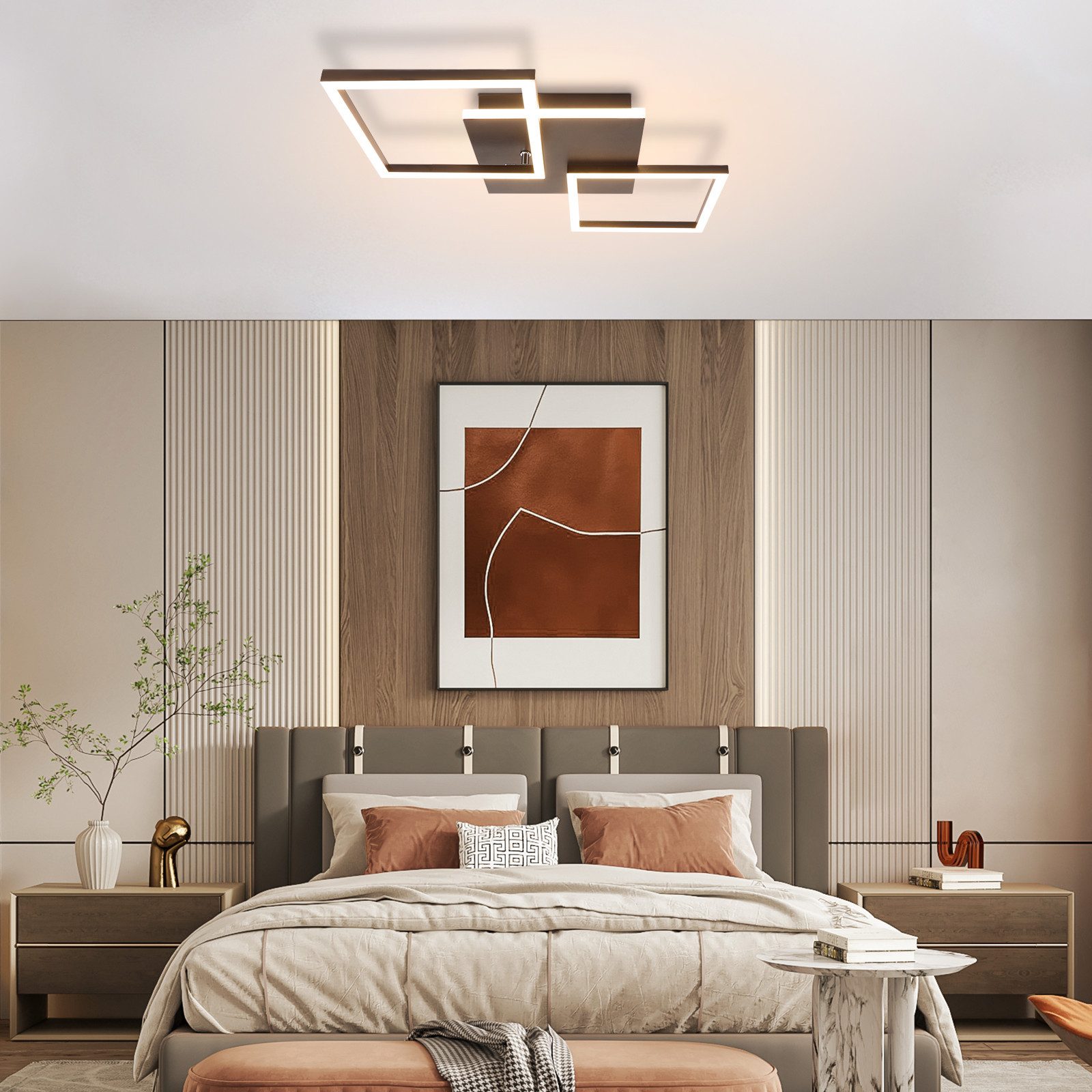 NETTLIFE Lampa sufitowa LED do salonu, czarna, ściemnialna, kwadratowa, nowoczesna, 36 W, z pilotem - 7