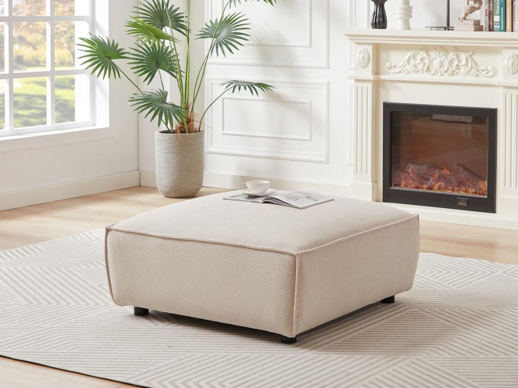 Puf Acolchado Con Almacenamiento ALIA De Terciopelo - Negro, Reposapiés O Asiento Adicional Para Salón O Dormitorio