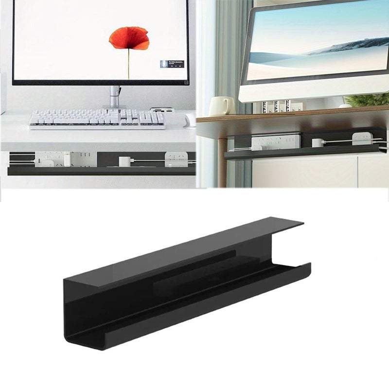 Organizer na kable pod biurko 55 cm, tacka na kable, łatwy montaż samoprzylepny, schludny organizer na kable na biurku