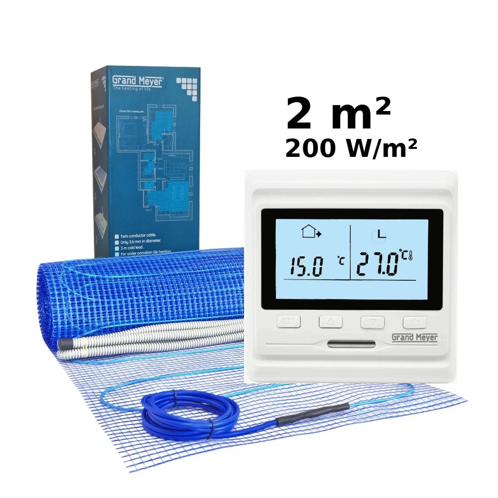 Zestaw do ogrzewania podłogowego 2 m², 200 W/m² + termostat HW500 programowalny