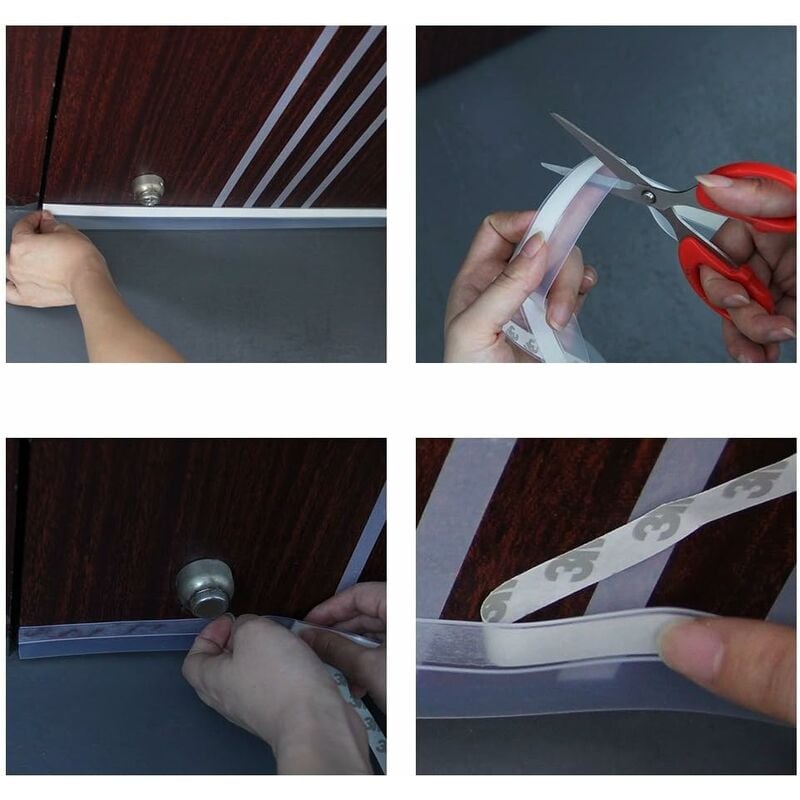 Burlete adhesivo para puertas 10 m x 25 mm Tapón de silicona flexible adhesivo impermeable Aislamiento acústico para evitar la entrada de aire frío - 2