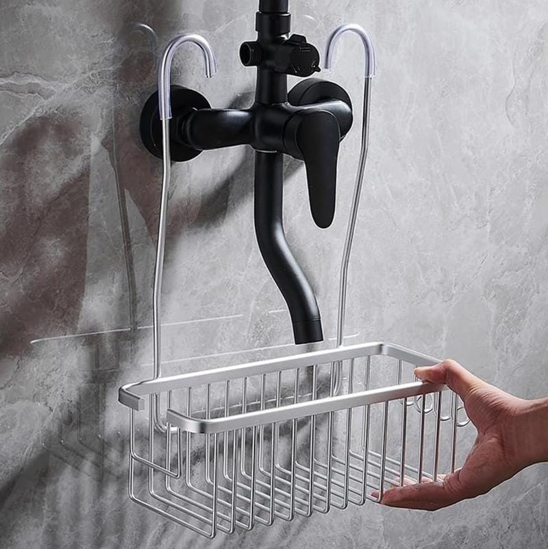 Mensola portaoggetti da appendere alla doccia, contenitore, senza fori, per bagnoschiuma e shampoo, argento | Leroy Merlin Mensola portaoggetti da appendere alla doccia, contenitore, senza fori, per bagnoschiuma e shampoo, argento | Leroy Merlin