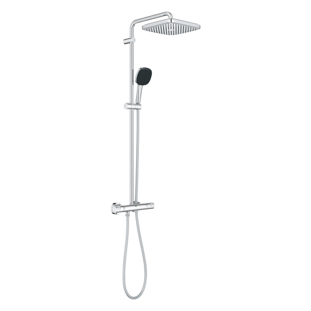 Grohe Vitalio Comfort 250 Colonne de douche avec mitigeur thermostatique + Douche de tête + Douchette 2 jets, chrome (26696002)
