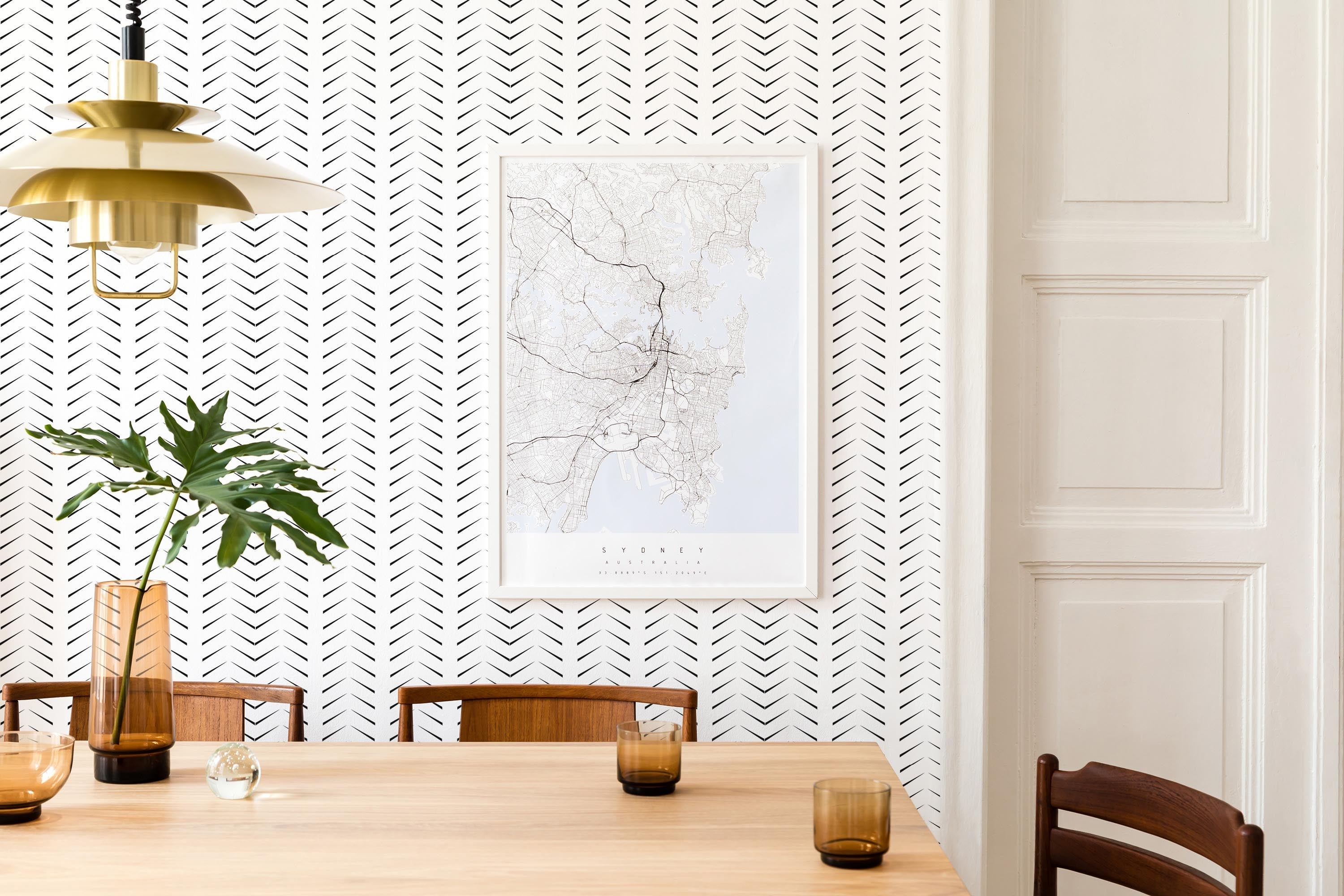 Image showcasing Minimalist Herringbone Wallpaper | Leroy Merlin