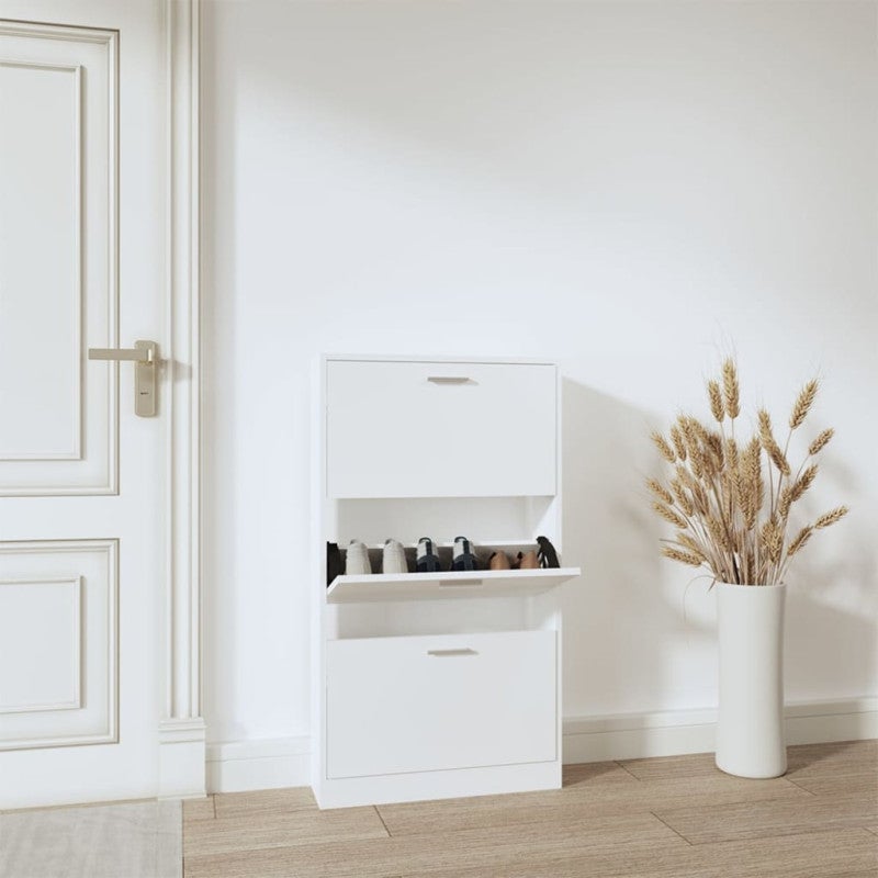 Szafka na buty Biała 59x17x108 cm Drewno konstrukcyjne