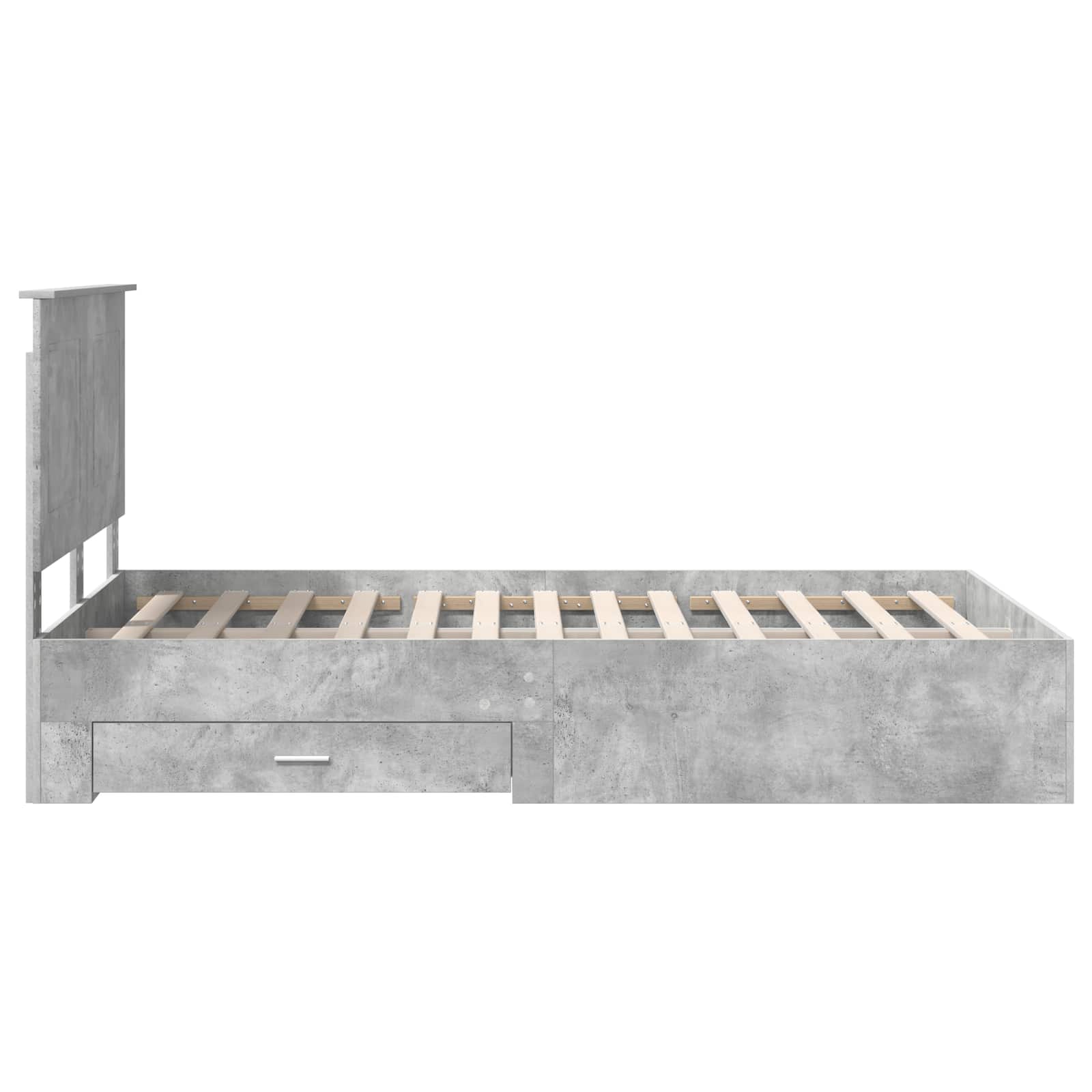 Cadre de lit gris béton 135 x 190 cm panneau de bois - 9