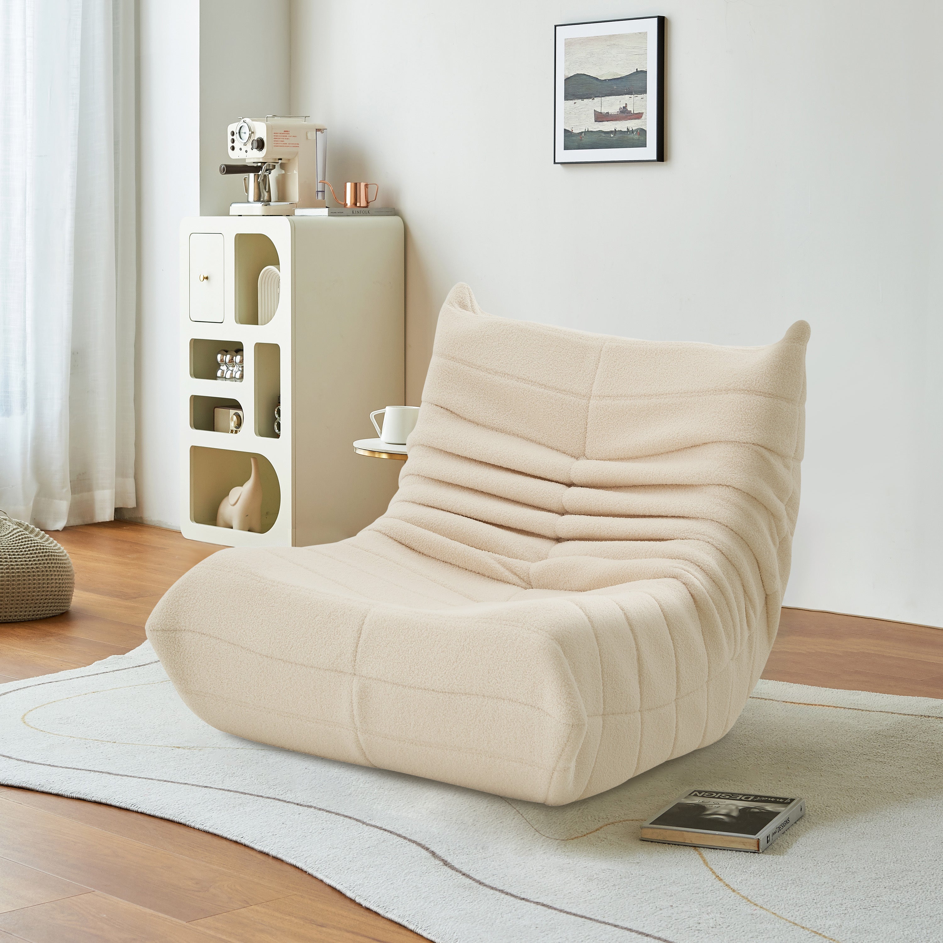 Fauteuil paresseux - Velours beige - Confort relaxant - canapé 1 place - Canapé - Chauffeuse- 86x105x75 cm - 2