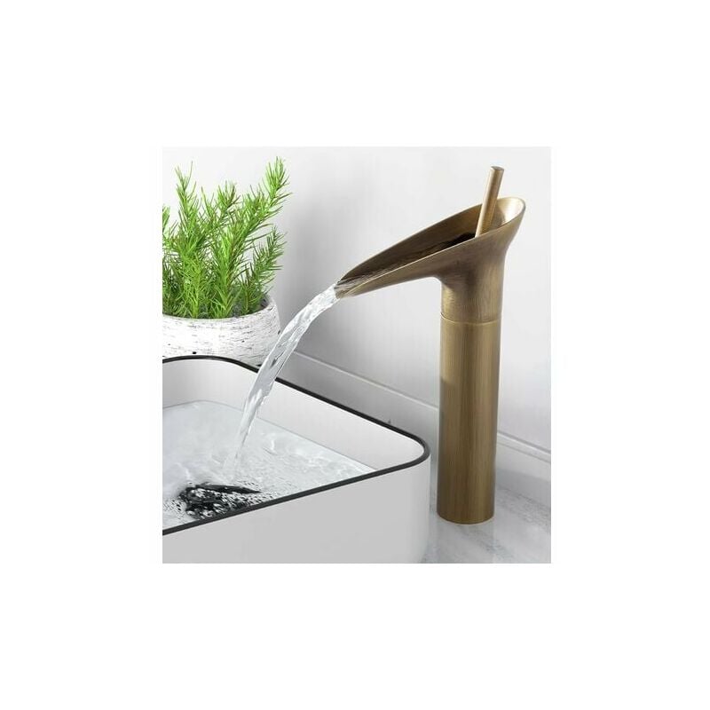 Rubinetto Per Lavabo A Cascata Nero Ulisem, Rubinetto Moderno Per Bagno A Cascata Con Beccuccio Alto 88850705