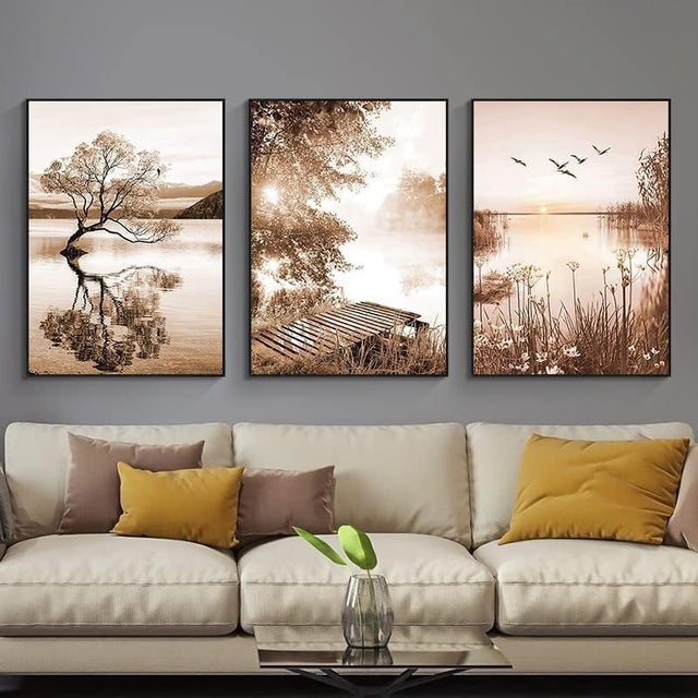40x60cm Beżowy wystrój domu Nowoczesny plakat z trzciną Roślina krajobrazowa Dekoracja Malarstwo Sypialnia Salon Biuro Tło Dekoracja Bez ramki