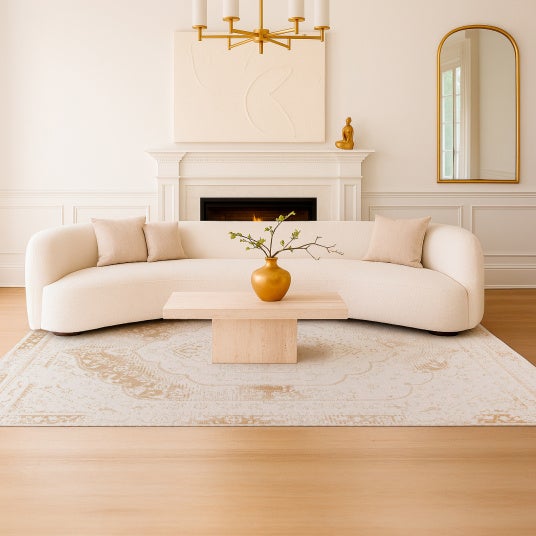 Tapis de salon ou chambre - Soraya - Crème et doré - 120 x 170 cm - 2