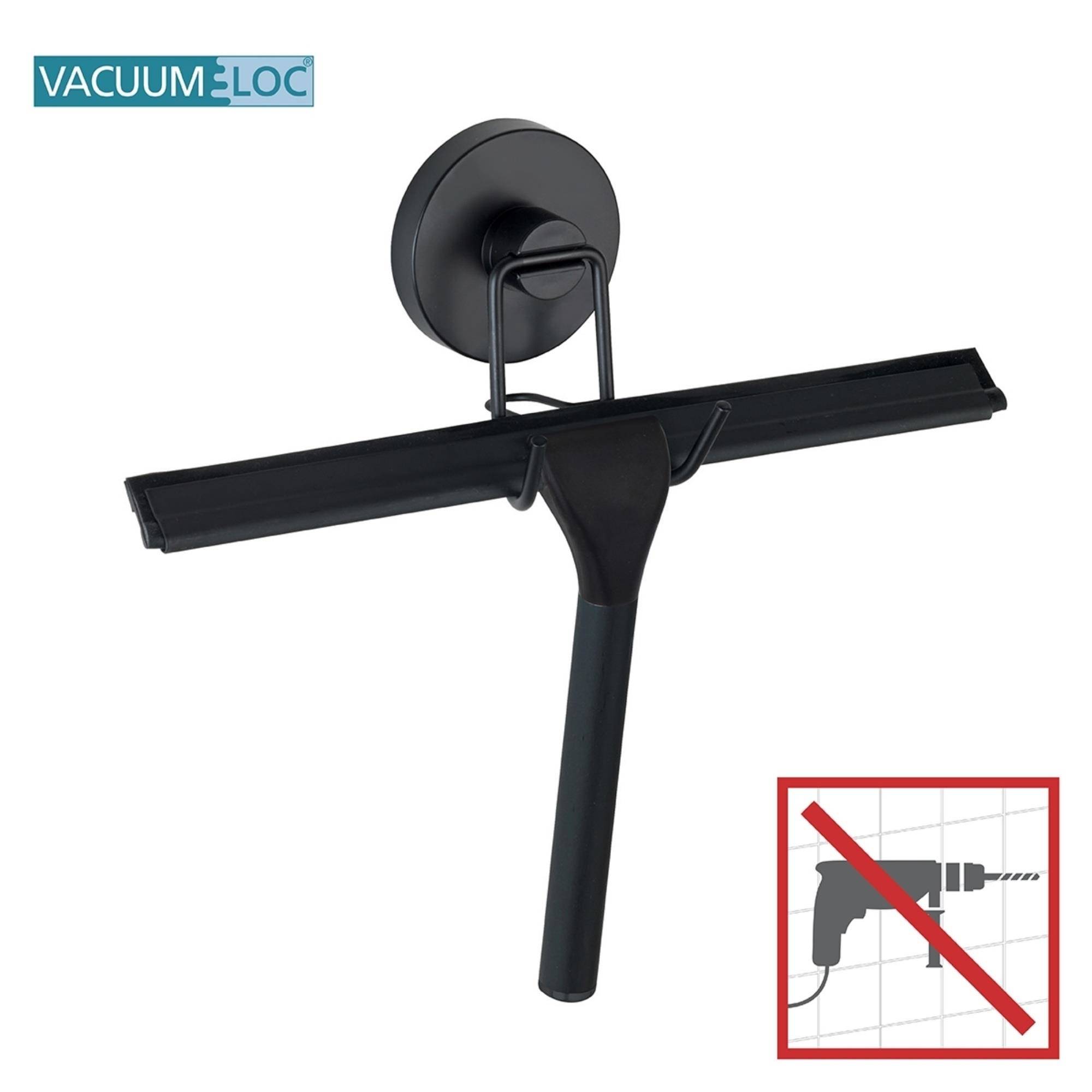 Raclette De Douche, Raclette Salle De Bain, Support Mural, Solution Sans Perçage, Innovation 'vacuum Loc Plus', Pavia, Noir - 3