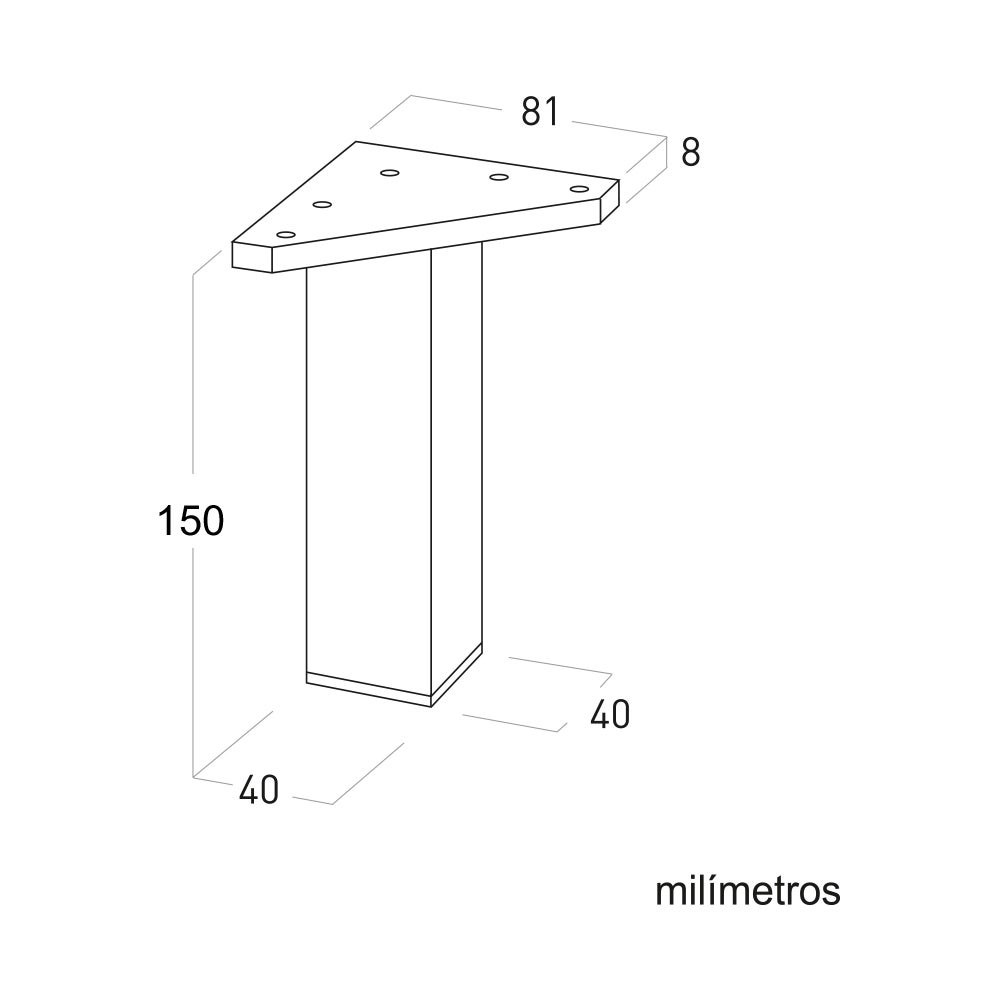 4 un. Pied carré pour meuble en plastique ABS résine ANTI-HUMIDITÉ 40x40mm hauteur 150mm blanc - 4