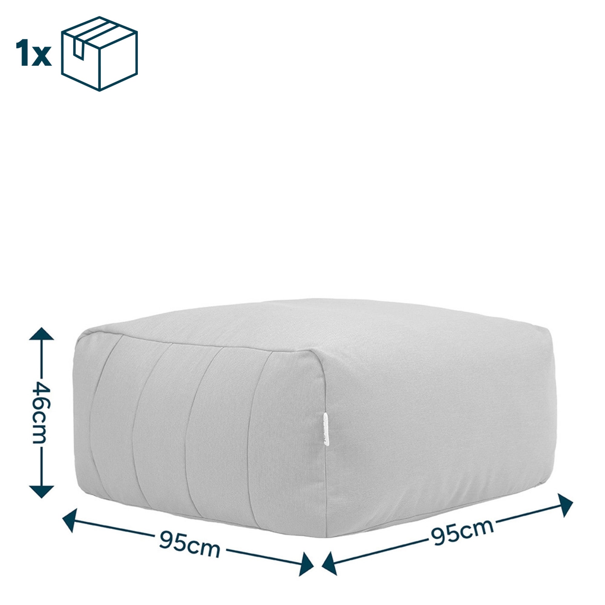 Pouf repose-pieds Icon de jardin modulable en oléfine Oeko-Tex® imperméable beige, 95x95x46cm - 8