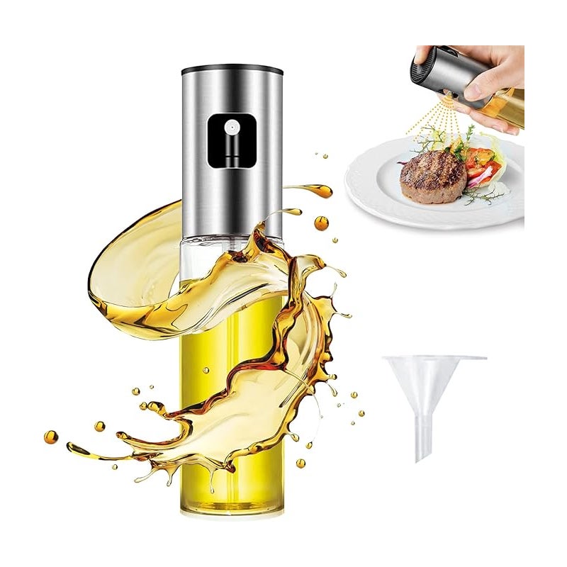 Rozpylacz oleju i przyprawa kuchenna. Rozpylacz i pojemnik na olej ze stali nierdzewnej