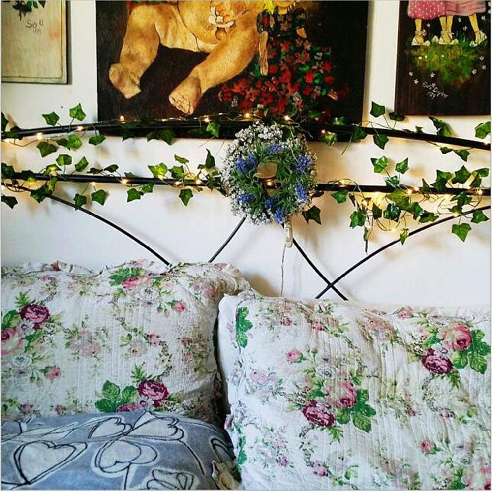 Lierre Artificiel, [1 PCS] 2M Feuille Guirlande Lumineuse, Plantes Artificielles avec 20 LED et Vert Feuille, Chaîne Lumières LED de Vigne pour Jardin - 5