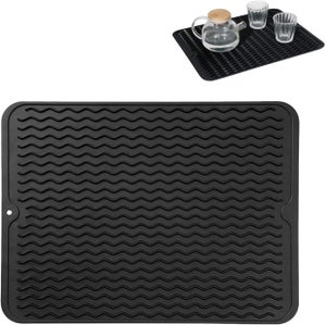 GEEKHOM Tappetino Scolapiatti In Gomma 40x30 Cm, Antiscivolo E Resistente Al Calore (200°C), Blu Marino, Asciugatura Rapida E Multiuso