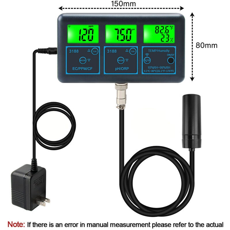 WiFi 7in1 de qualité de l'eau d'eau multi-paramètres numérique PH, ORP, EC, PPM, CF, Humidité, Température de surveillance pour eau potable - 3