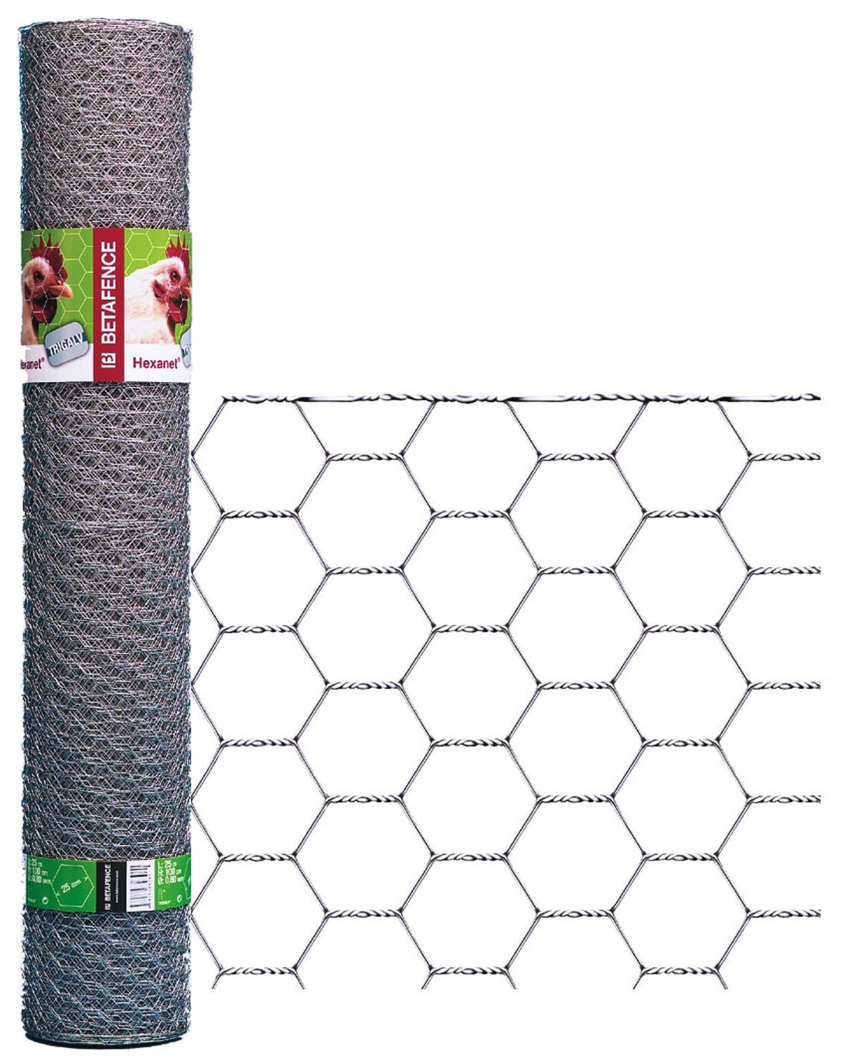 Rete Metallica Zincata A Maglia Esagonale 16x2 Mm – Rotolo 25 M X 50 Cm, Tripla Torsione, Per Recinzioni Pollai E Gabbie Animali