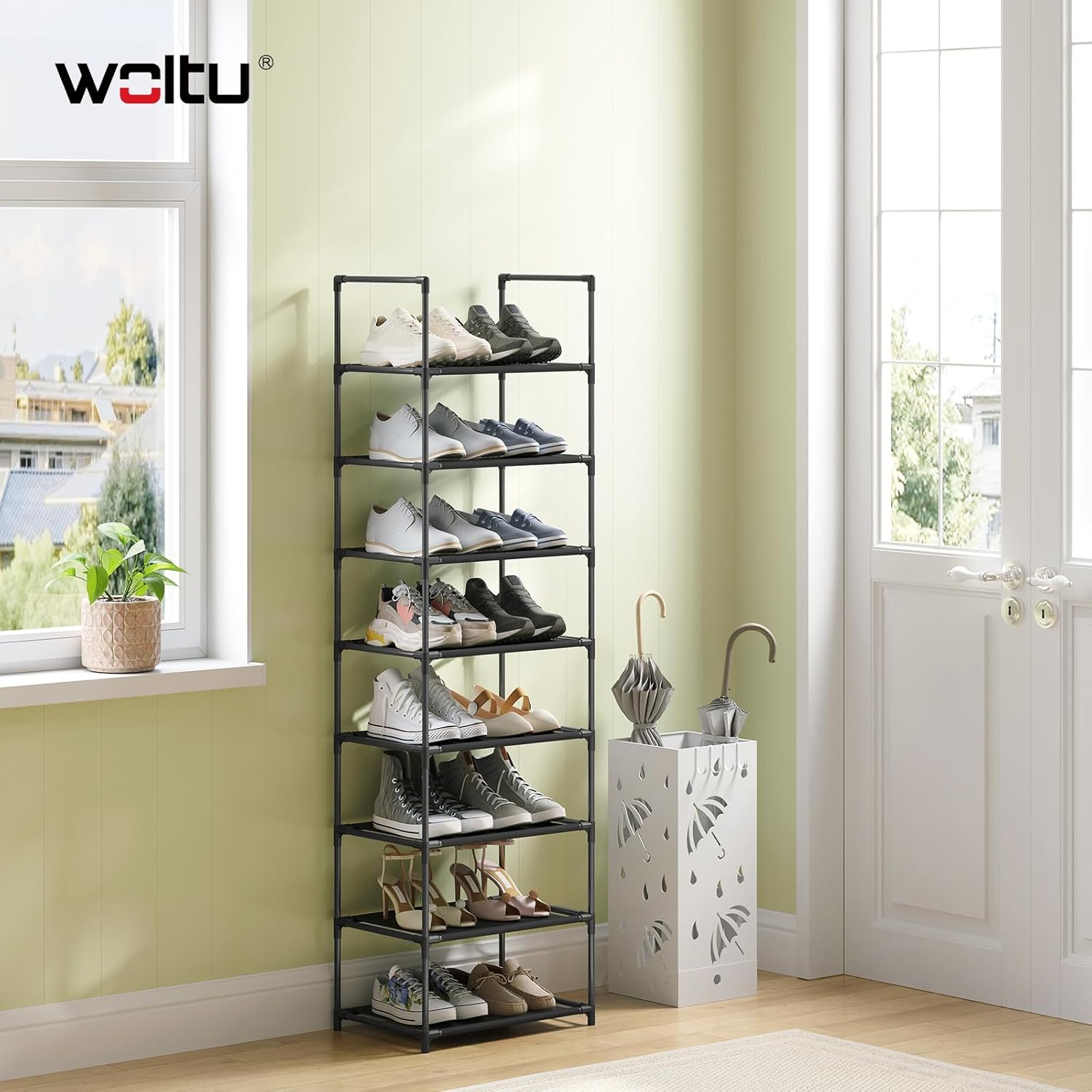 Étagère Pour Chaussures WOLTU, Rangement De Chaussures à 10 Niveaux Etroit 61x28x174cm Noir 95821756
