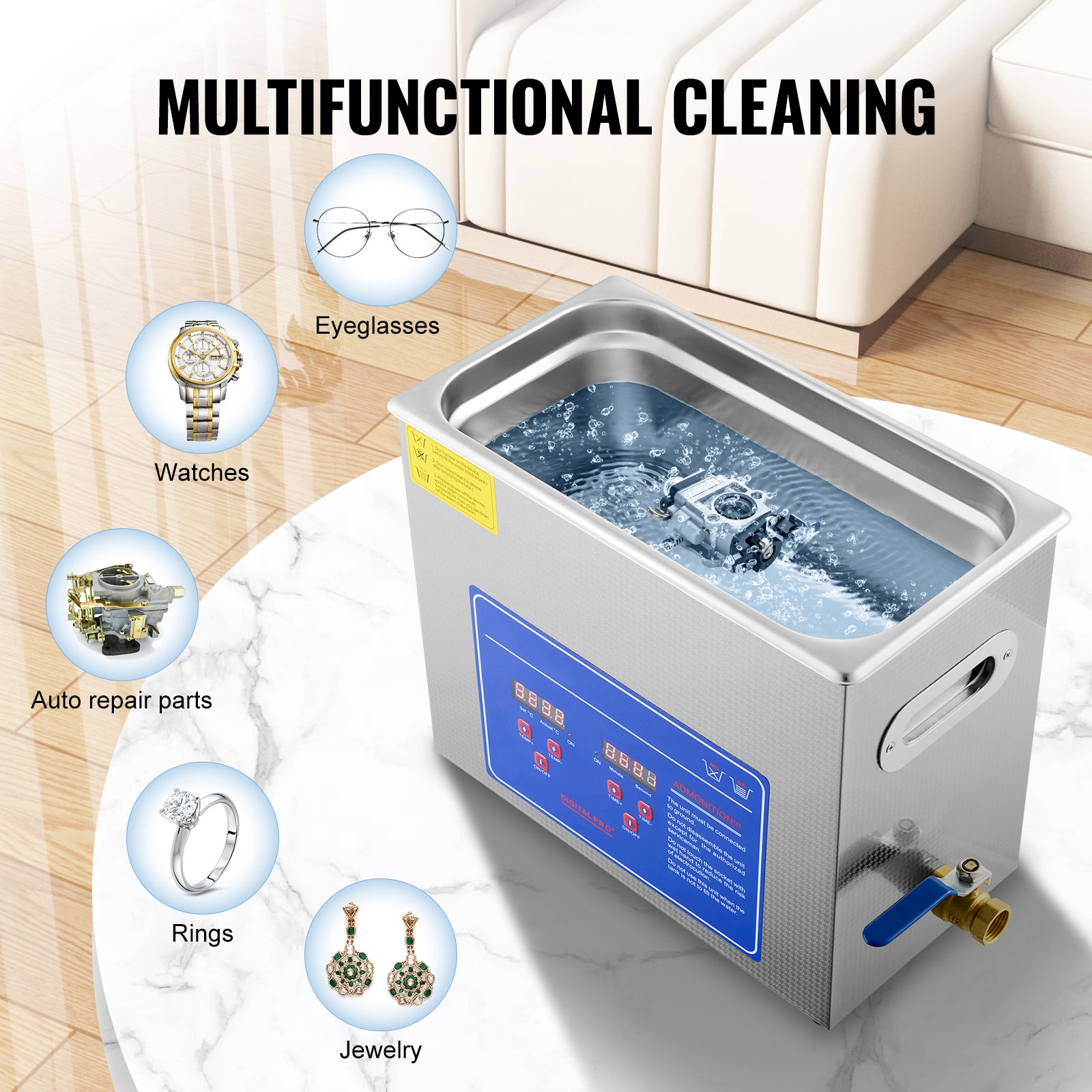 Nettoyeur a ultrasons SucceBuy 6 L avec affichage numerique, appareil professionnel pour nettoyage ultrasonique - 5