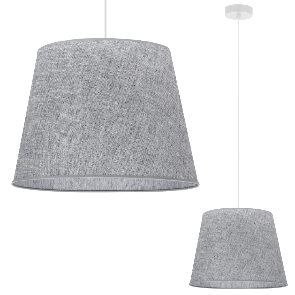 Lampa sufitowa wisząca Len L03 biała boho 1xE27 abażur stożek 38cm szary Light Home LH