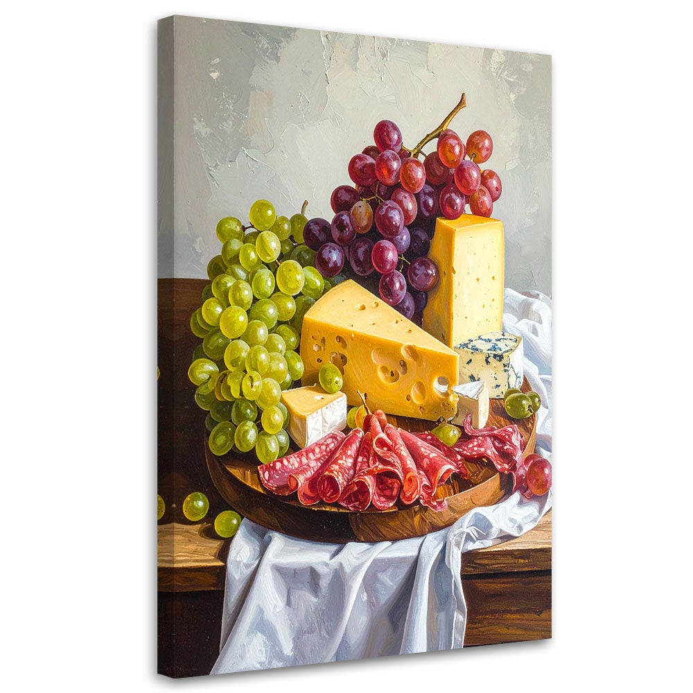 Obraz pionowy do kuchni jadalni restauracji, Deska wędlin i serów 40x60