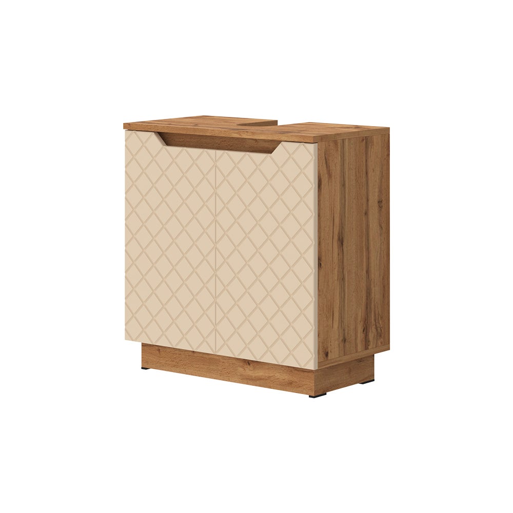 Vicco Szafka pod umywalkę Lotta, Dąb/kaszmir ze strukturą płytek, 58.9 x 62.1 cm z 2 drzwiami