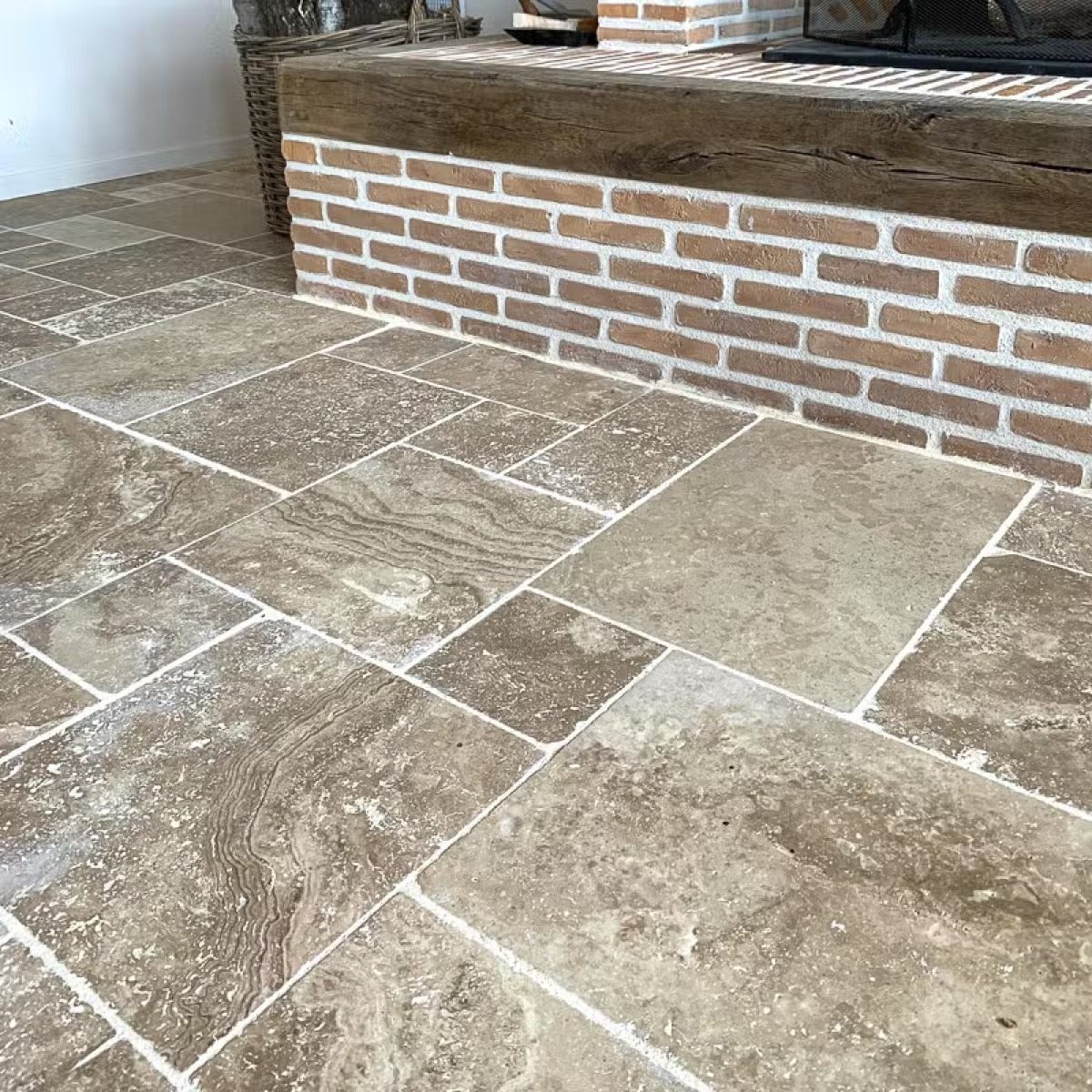 Travertin pierre naturelle mur/sol premier choix mix Opus Romain Ep. 1,2cm - Vendu au lot de 0.74 m² - 3