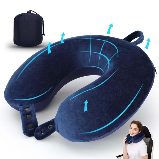 Cuscino Da Viaggio Memory Foam - Per Collo, Leggero E Compatto - Nero - Ideale Per Aereo, Auto, Treno - Foto 8