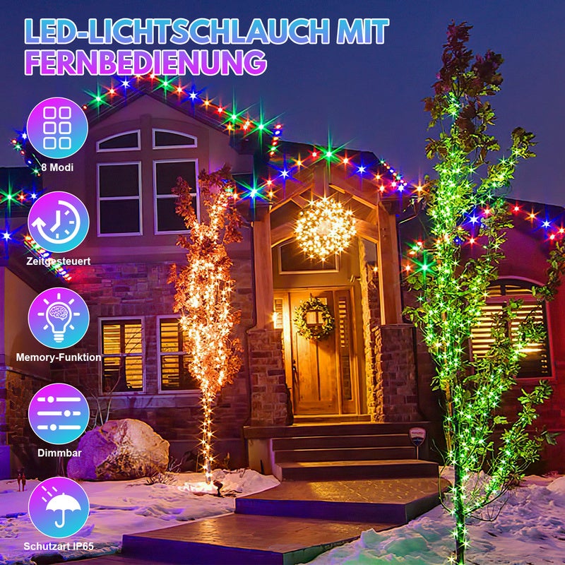 Guirlande Tube lumineux LED 20m - 8 jeux de lumière -LED Tuyau Bande IP65,Multicolore - 9