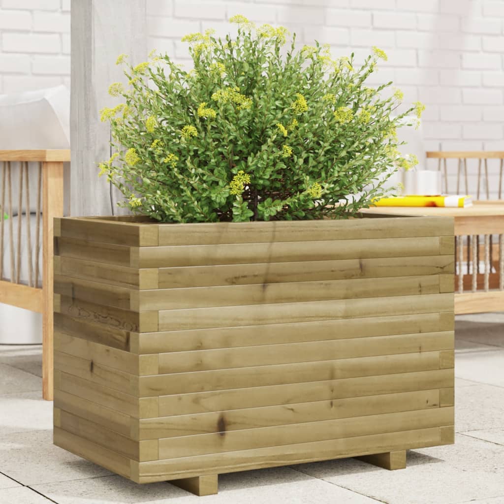 Jardinière Carrée 60x60x49,5cm Bois Pin Imprégné - Bac à Fleurs Extérieur Pour Terrasse Et Jardin