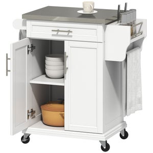 Carrello Portaoggetti Simplink Con Sportello A Ribalta, Metallo Grigio Opaco, 4 Ruote, Per Casa E Ufficio