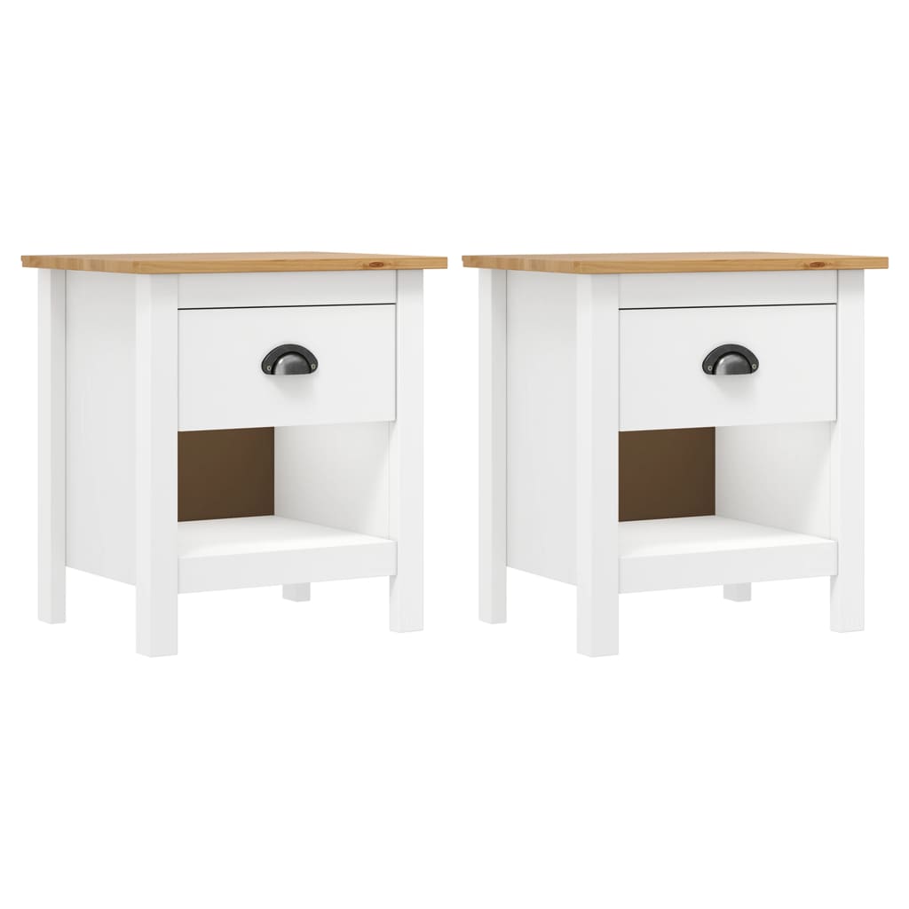 Lot de 2 Tables de chevet，Table d'appoint, Table de nuit pour Salon Chambre Hill 46x35x49,5 cm Bois de pin solide457530 - 2