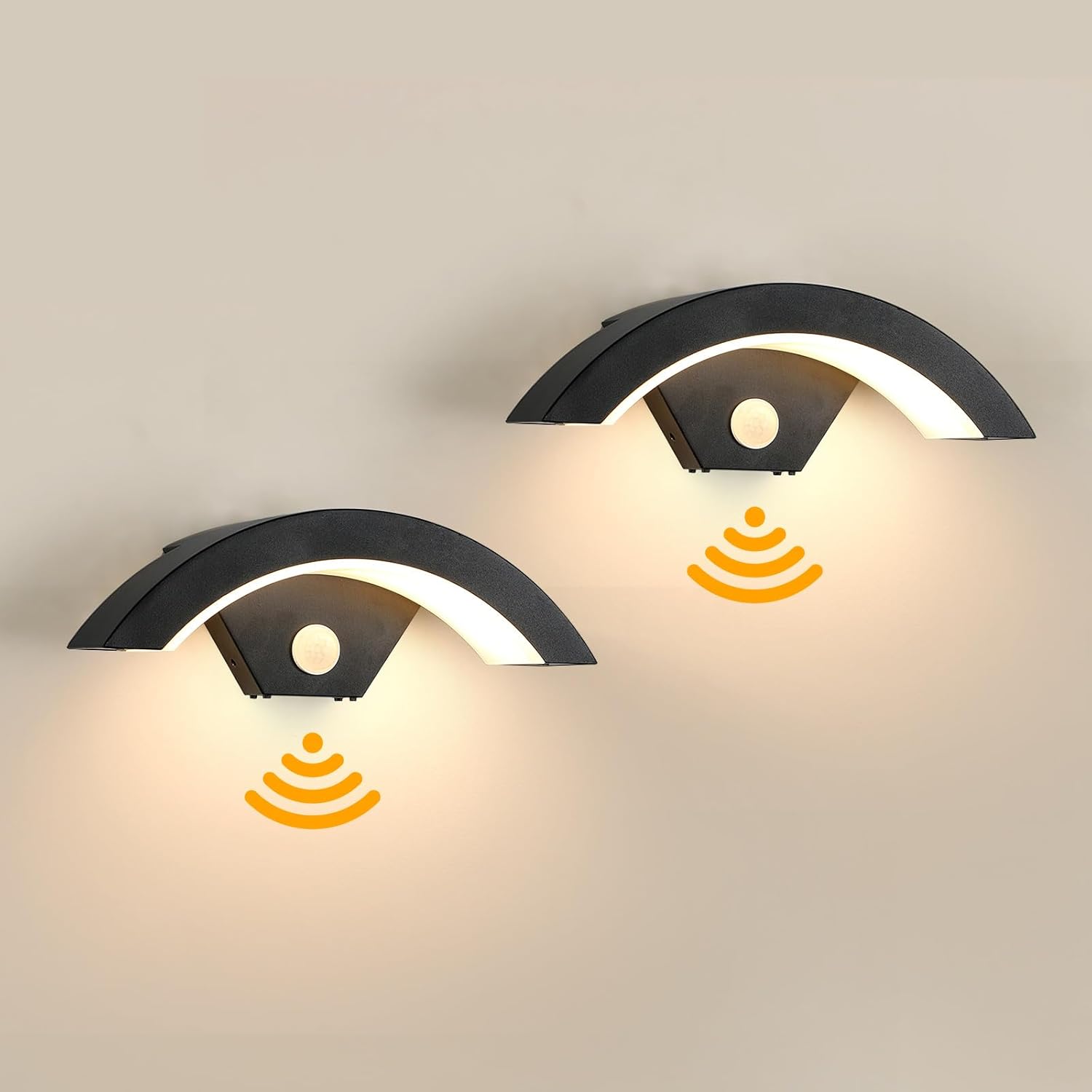 Lampa ścienna LED 24 W z czujnikiem ruchu do wnętrz i na zewnątrz, 1 sztuka, wodoodporna IP65, ciepła biała barwa światła 3 000 K