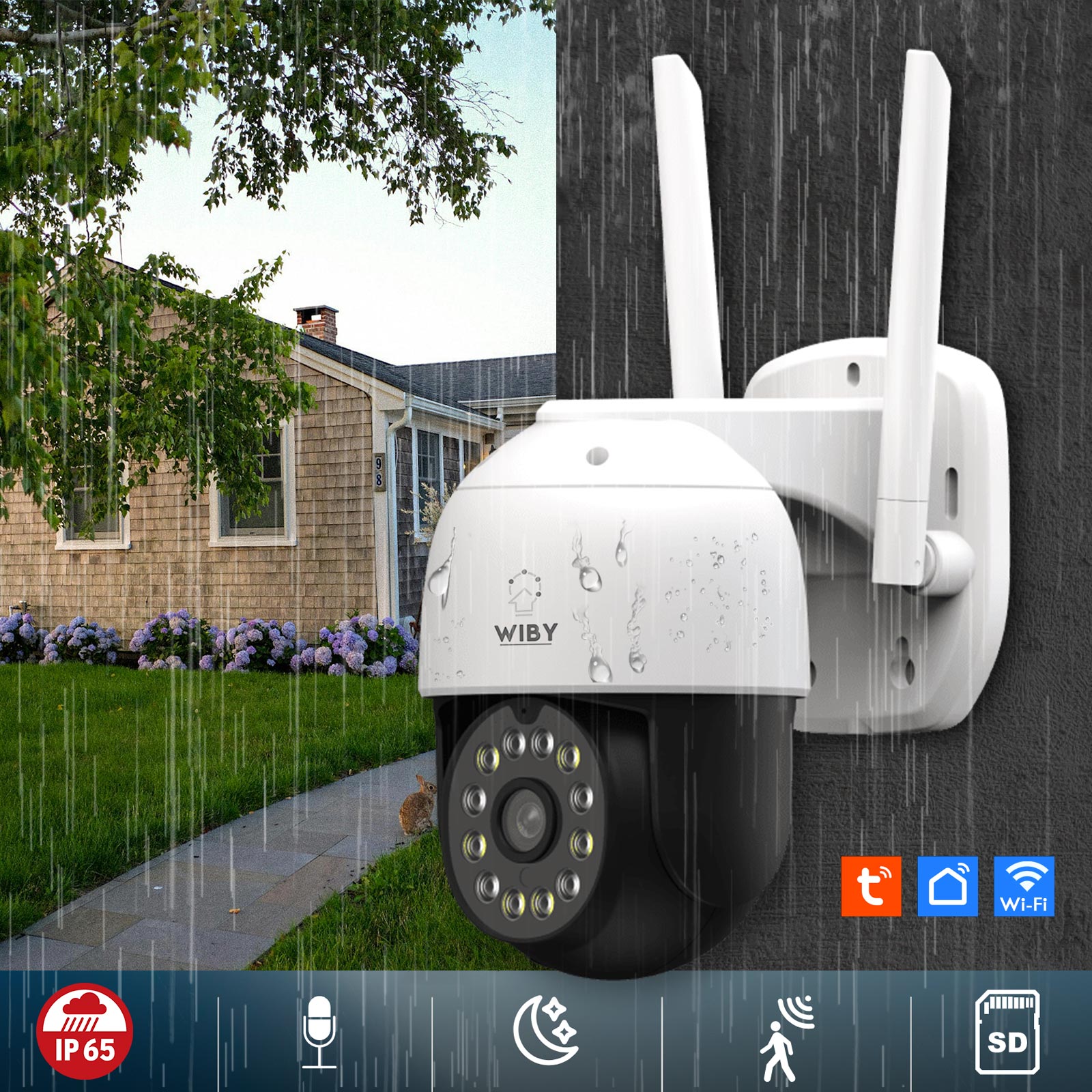 Cámara IP65 motorizada IP CAM LAN HD 12 LED visión nocturna sensor