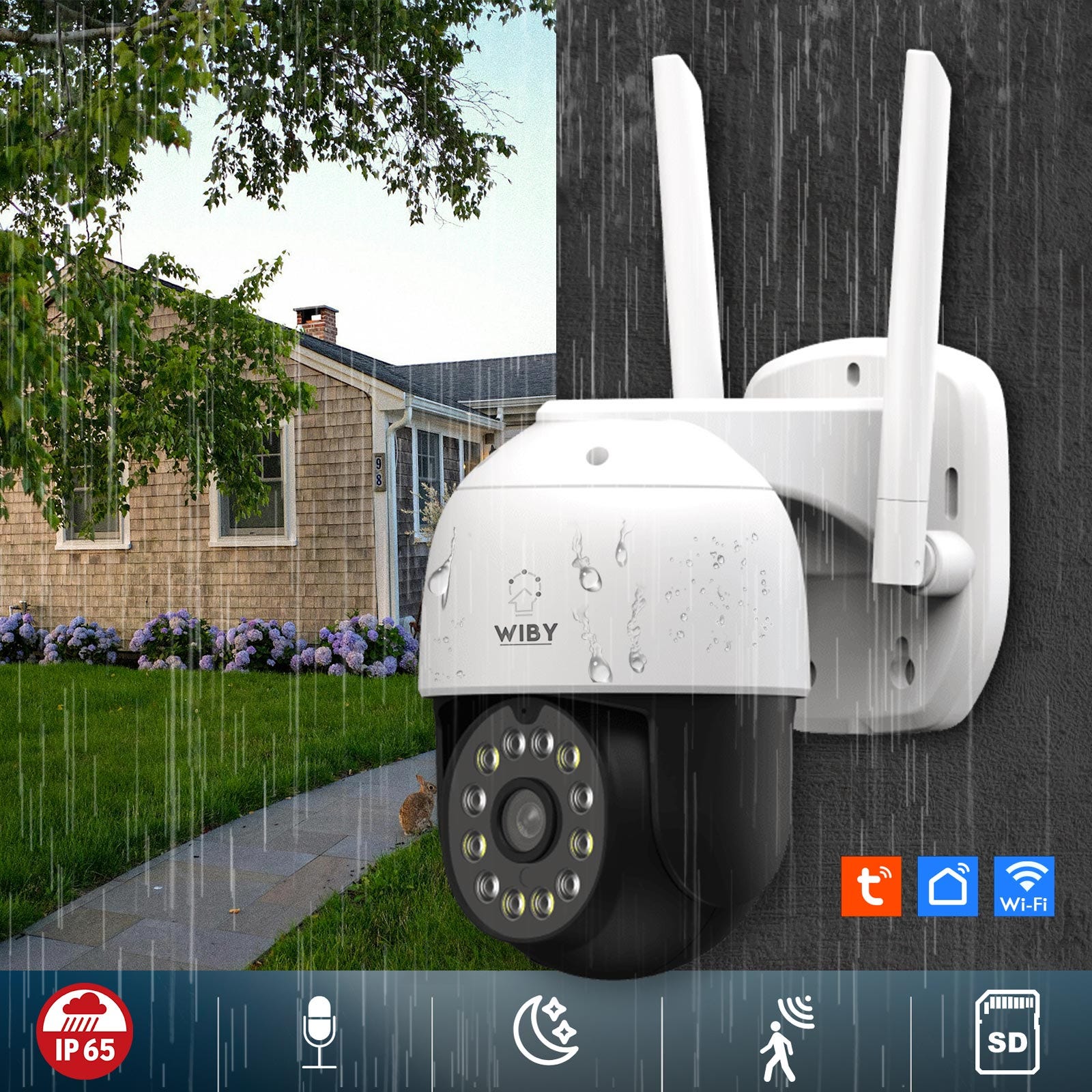 Cámara IP65 motorizada IP CAM LAN HD 12 LED visión nocturna sensor