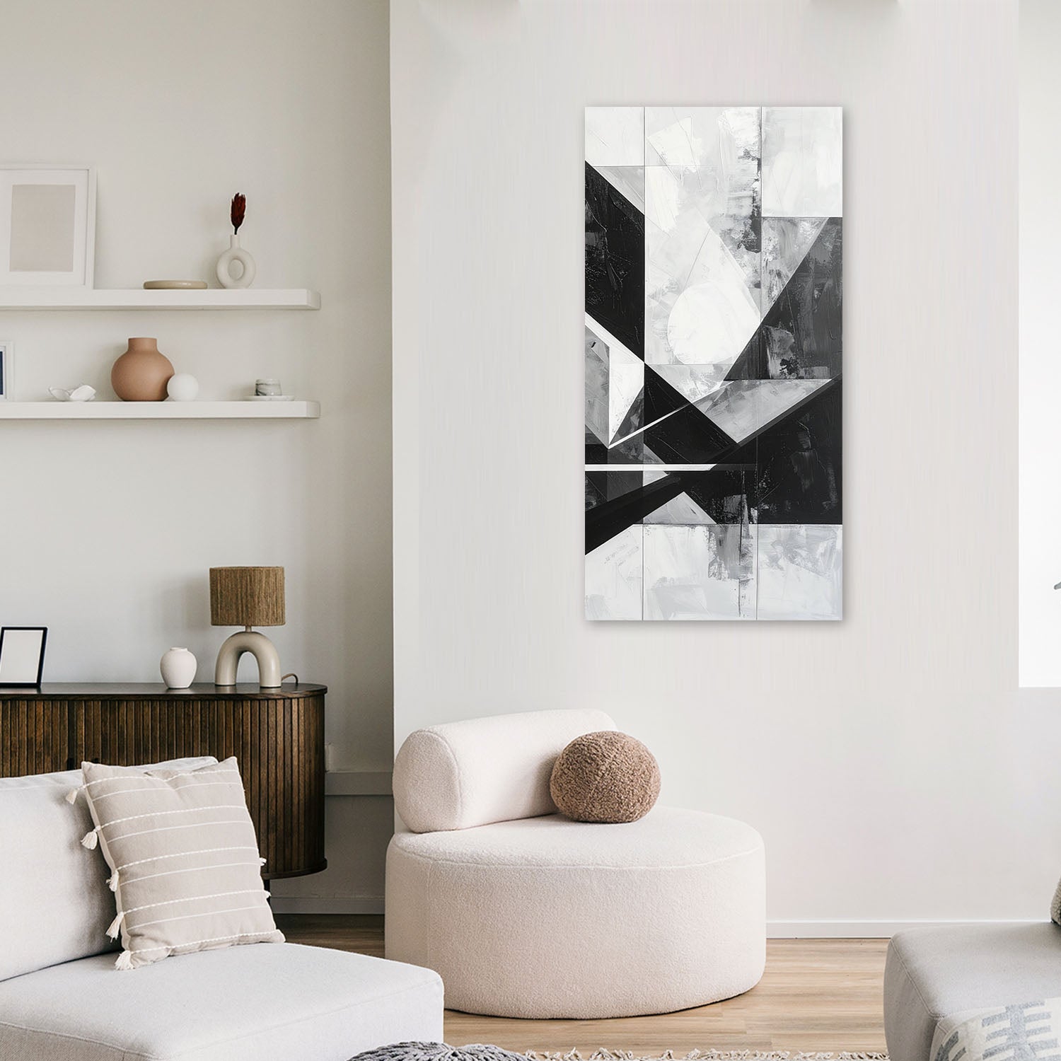 Obraz do salonu sypialni biura kuchni, Geometryczna abstrakcja czarno biała 60x120 - 2