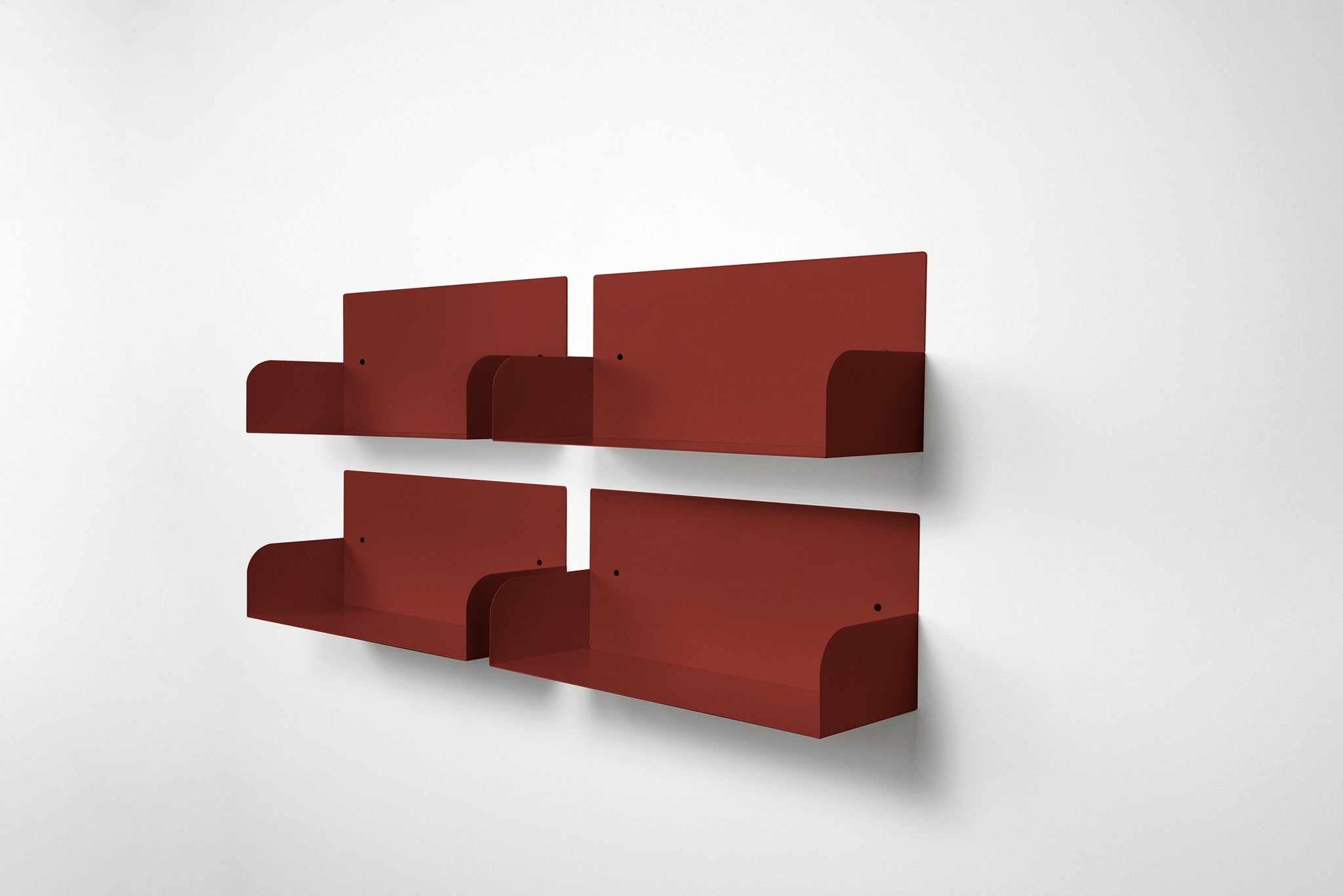 Etagère murale en métal, Bibliothèque murale, Set de 4 étagères murales design, Bibliothèque murale pour livres, Made in Italy (Terracotta, 4 Pieces) - 2
