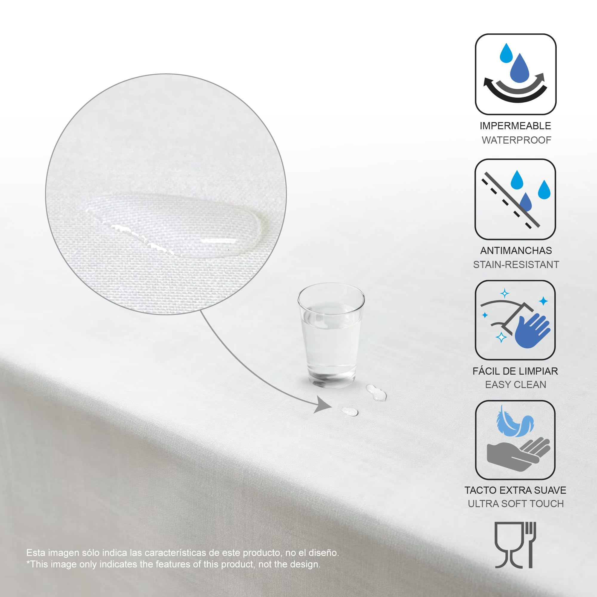 ECOMMERC3 | Tovaglia antimacchia per tavolo rettangolare dimensioni 300x140 cm | Tovaglia resinata antimacchia, ultra morbida, impermeabile, CASERTA V - 2