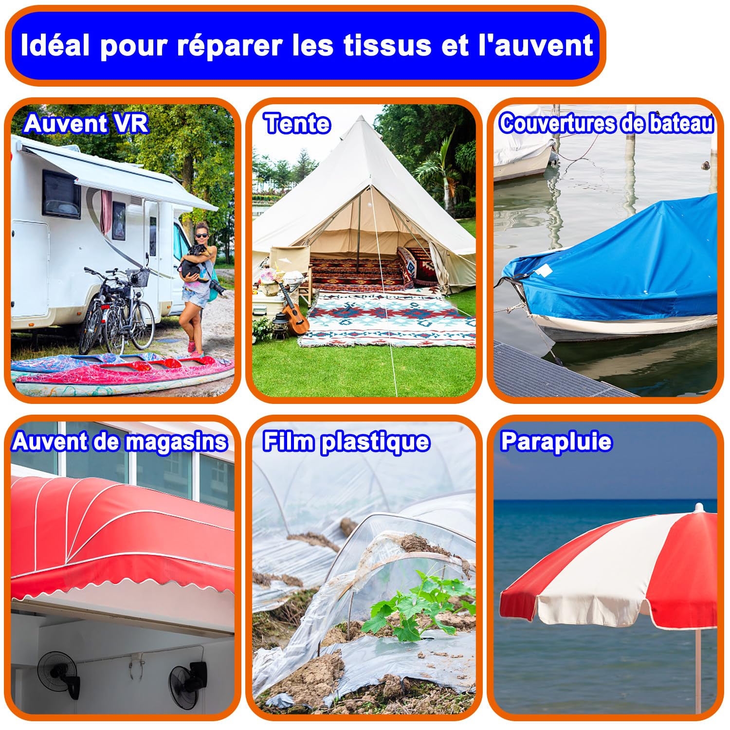 39 PI Ruban de réparation d'auvent de camping-car, ruban de réparation de toile, ruban de réparation de tente pour bâche, ruban de voile - 4