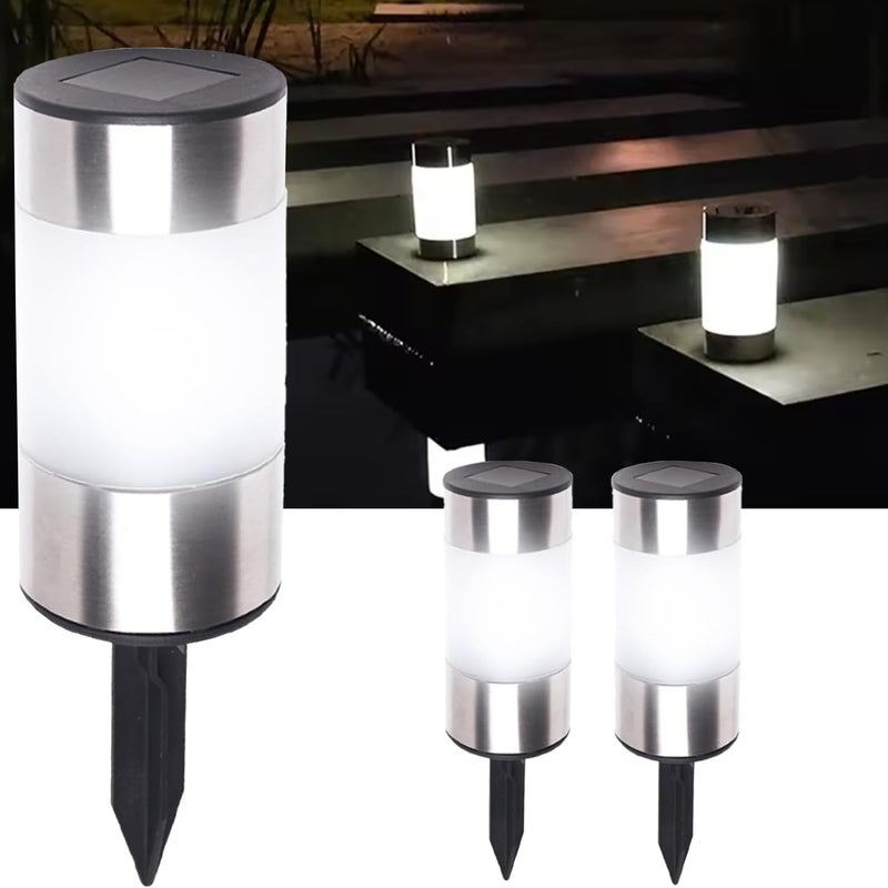 Zestaw 3 stalowych słupków ogrodowych LED zasilanych energią słoneczną – lampa solarna do roślin 4000 K – montaż lub wbijanie – bezprzewodowe oświetle