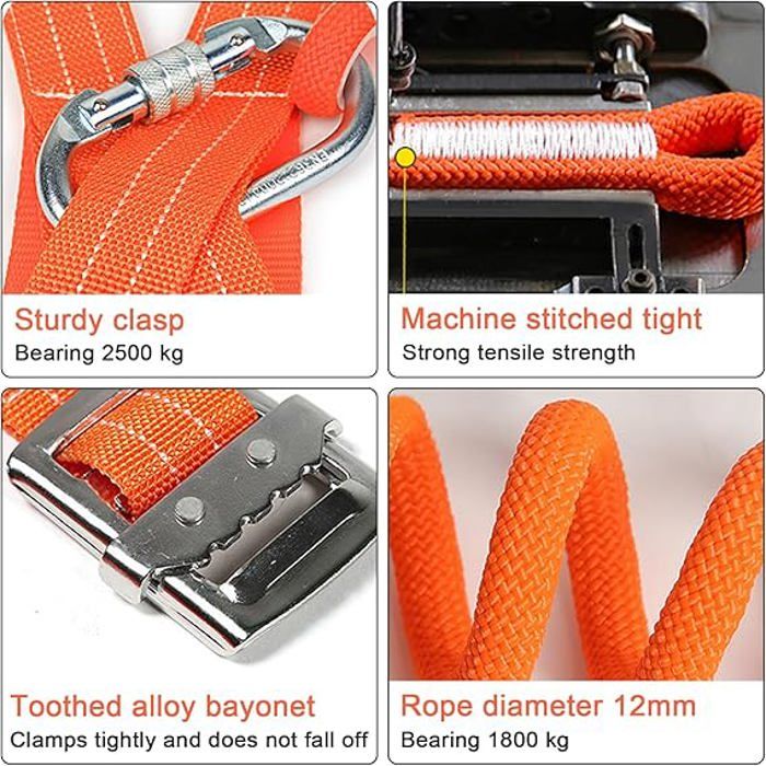 Harnais de Sécurité avec Longe, Baudrier Escalade, avec Support Ventral Epaissi, Portante 100 kg (Grande Boucle 1,6 m) - 3