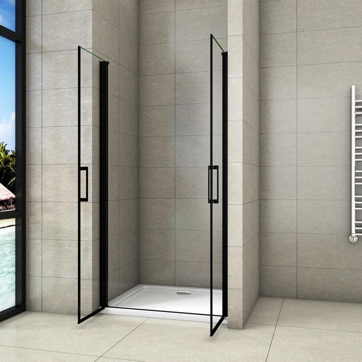Aica Porte De Douche Battante Noir Mat 90x200cm En 8mm Verre Anticalcaire - 2