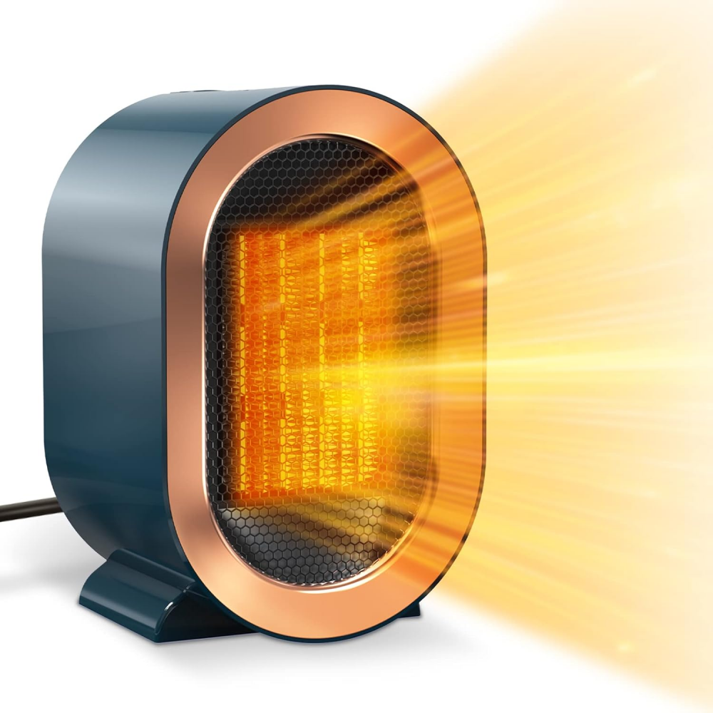 Grzejnik wentylatorowy 1200 W z 2 trybami, przenośny, ceramiczny PTC 3S, szybkie nagrzewanie, cichy, niebieski