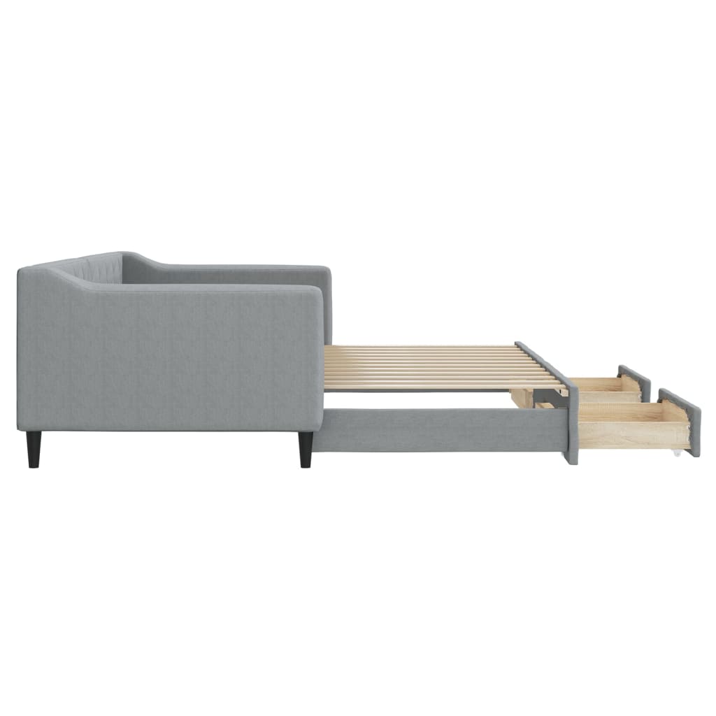 vidaXL Sofá cama nido con cajones tela gris claro 90x200 cm - 6