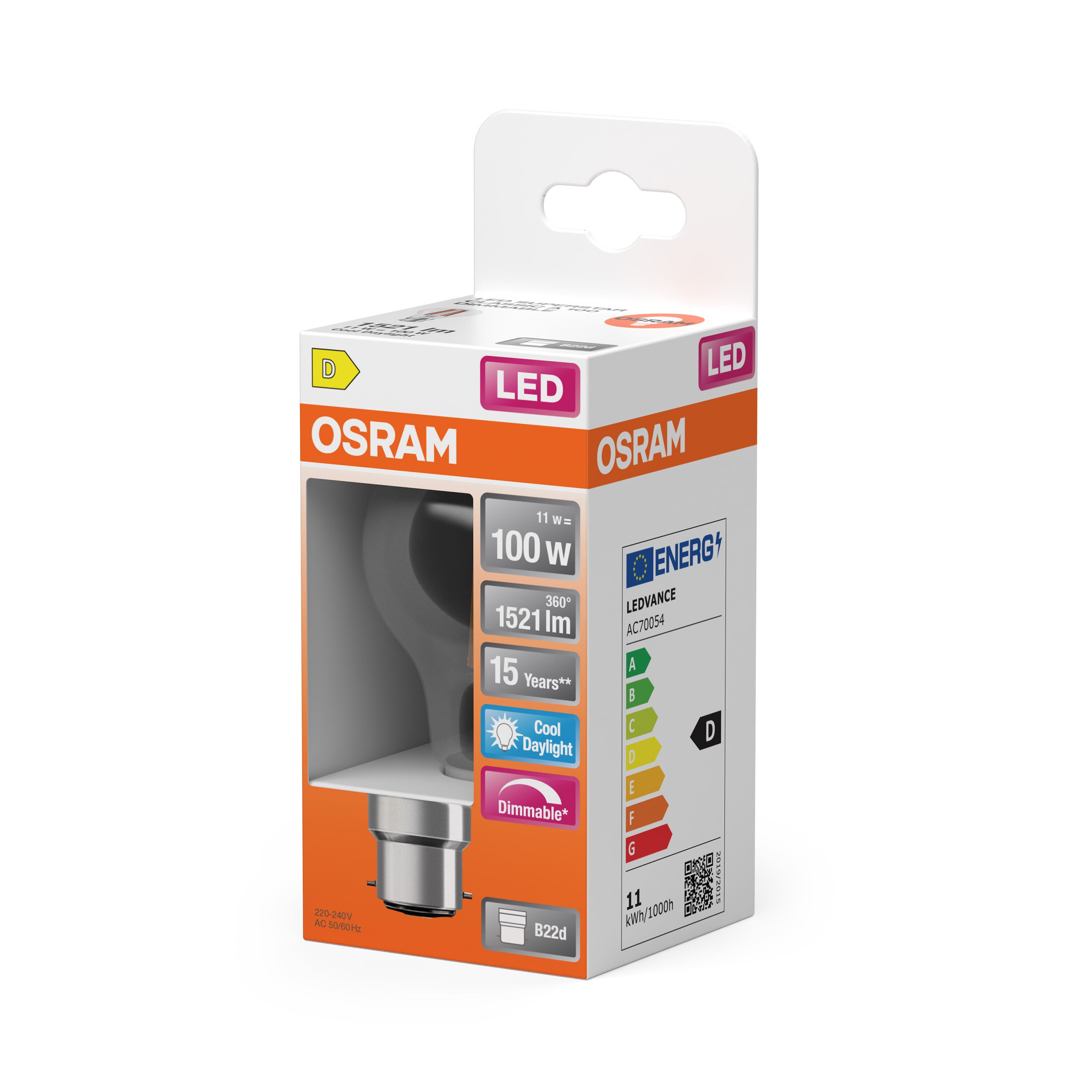 OSRAM Lampe LED Superstar Classic A100 11 W 865, lumière du jour 6&nbsp;500 K, B22d, transparente, 1&nbsp;521 lm, 15&nbsp;000 h, intensité variable - 2