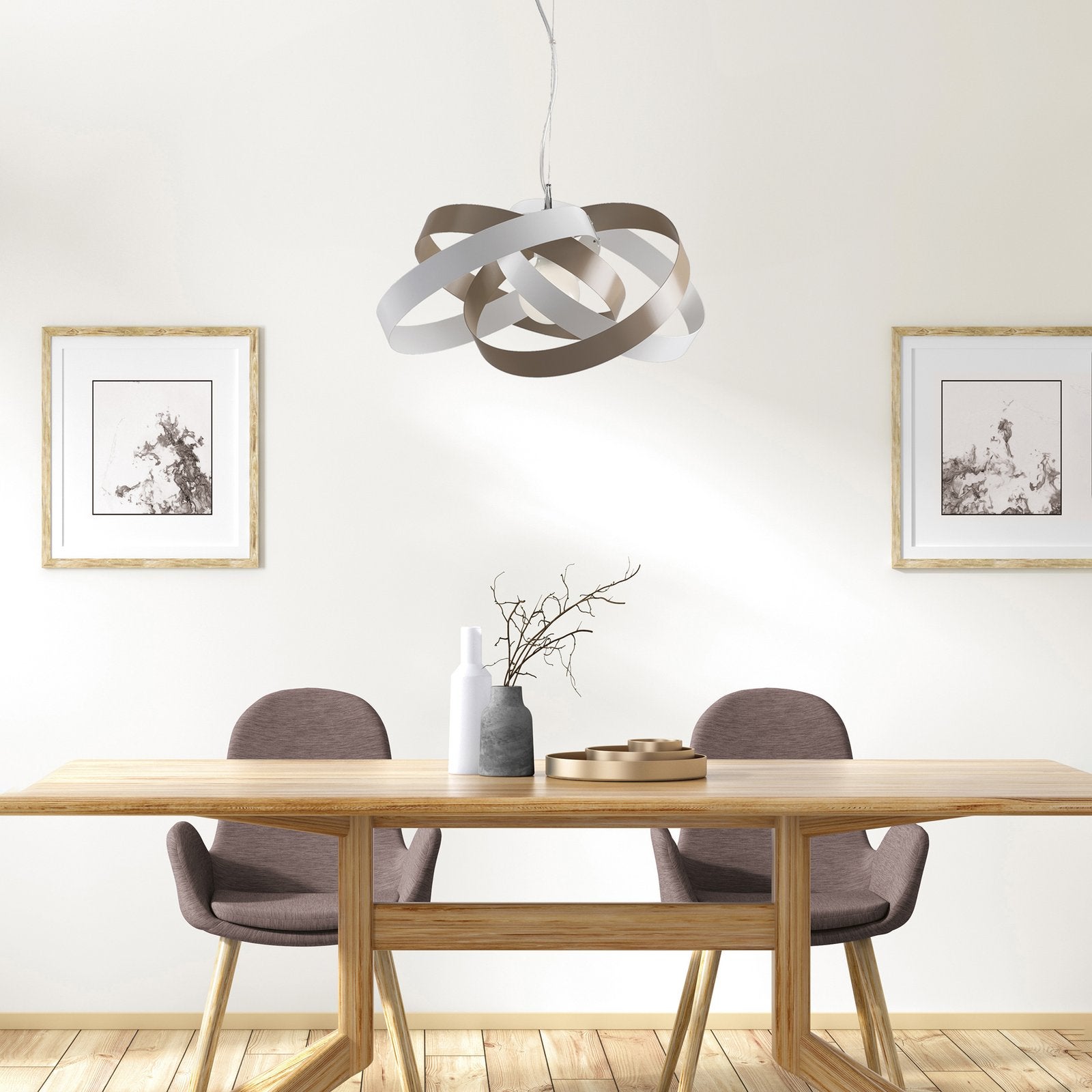 Vertigo Suspension en fer laqué blanc et gris tourterelle avec câble en acier orientable 1 lumière 125 d.54 BL156-1-BT - 4