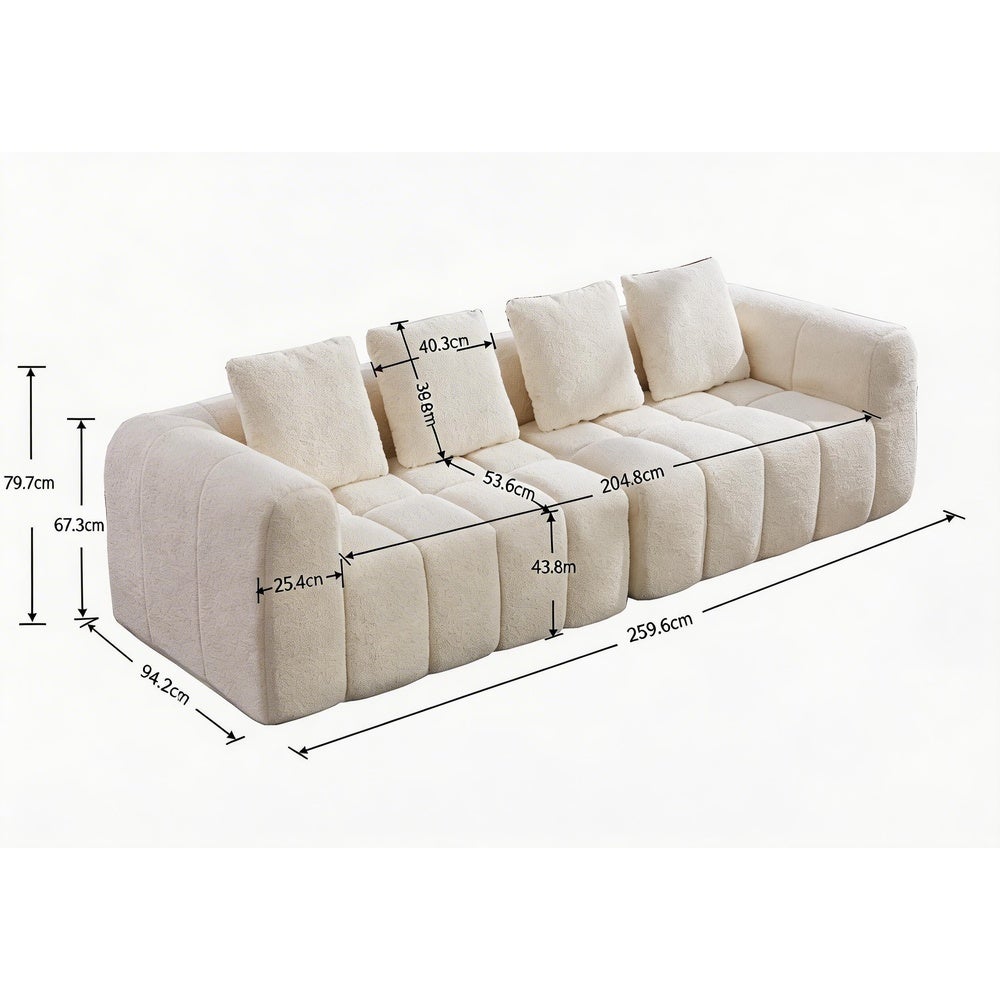 Canapé 3 places compact tissu accoudoirs pour salon - 260x94,5x80 cm - 3