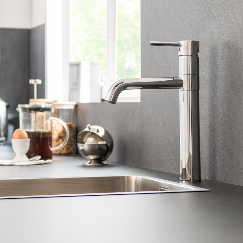 DELINIA - Bateria kuchenna MIA - Mosiądz - Wykończenie chromowane - Wys. 29,3 x Szer. 22 cm - Wysokość pod wylewką 17,1 cm